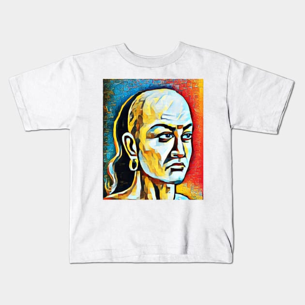 Chanakya Abstract Portrait | Chanakya Artwork 2 Kids T-Shirt by JustLit